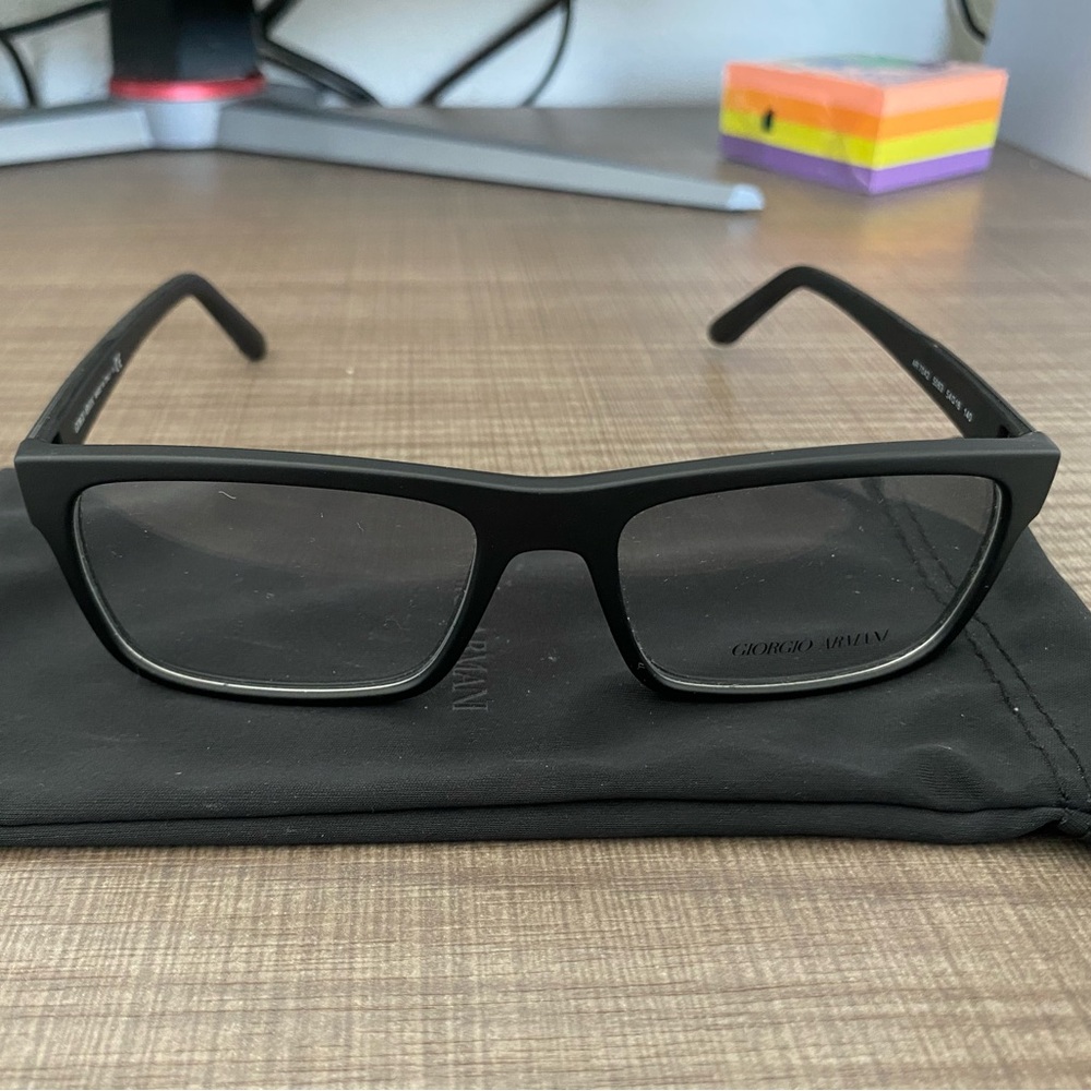 Giorgio Armani Black Rectangular Glasses